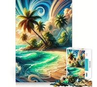 1000 Piece Adult Puzzles Tropical Island Palm Beach Tight Fit Piece Logic Game Play Cozy Fun Time Birthday Fun Gift (38x52cm)