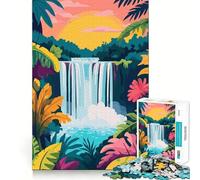 1000 Piece Adult Puzzles Tropical Waterfall Sunset Tight Fit Piece Logic Game Play Cozy Fun Time Birthday Fun Gift (50x75cm)