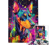 1000 Piece Adult Puzzles Vibrant Doberman Art for Educational Game Challenge Toy Fun Games But Fun And Humorous Gifts For Birthdays (size 38x52cm)