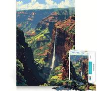1000 Piece Adult Puzzles Waimea Waterfall Pixel Art Fine Edge Craft Cognitive Game Toy Relax Game Play Christmas Wall Art (38x52cm)