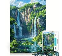 1000 Piece Adult Puzzles Waterfall Forest Pixel Art Tight Fit Piece Logic Game Play Cozy Fun Time Birthday Fun Gift (38x52cm)