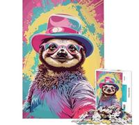 1000 Piece Adult Puzzles Whimsical Sloth Pastel Help The Brain Exercise Home Decoration Educational Toy for And from 14 Years And over (50x75cm)