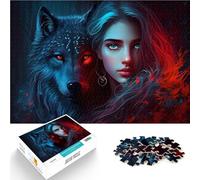 1000 Piece Adult Puzzles Wolf and woman Dekomprimierendes intellektuelles Lernspielzeug Ein Kunstwerk52x38cm