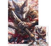 1000 Piece Adult Puzzles Wolf Samurai Warrior Practical Game Analysis And Logic Anti-Stress Toys Suitable for Desktop Decoration (38X26CM)
