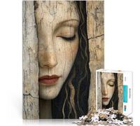 1000 Piece Adult Puzzles Woman's Face in Wood Trainieren Sie Ihr Gehirn und Ihre Hände Ein Kunstwerk75x50cm