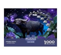 1000 Piece African Buffalo Jigsaw Puzzle for Adults & Kids - Challenging Game, Nebula Flowers Puzzle, Home Decoration Unique Gift 52x38cm/1000pcs