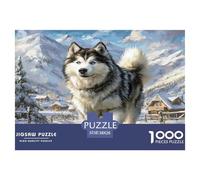 1000 Piece Alaskan Malamute Game Puzzle Great Gift for Adults Challenging Games Home Decoration Brainteasing Cute Animal Jigsaw Puzzle for Adults And Kids 38x26cm/1000pcs
