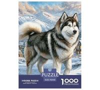 1000 Piece Alaskan Malamute Jigsaw Puzzles Great Gift for Adults Fun Challenging Home Decoration Brainteasing Cute Animal Jigsaw Puzzle for Adults 70x50cm/1000pcs