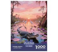 1000 Piece Alligator Jigsaw Puzzle for Adults - Family Fun, Family Game, Swamp Egret Puzzle, Home Decoration Gifts 38x26cm/1000pcs