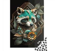 1000 Piece Amazing Raccoon Square Puzzle for Adults Wooden Puzzles Educational Puzzle Family Game 1000pcs (75x50cm)