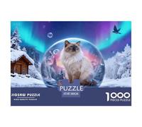 1000 Piece American Curl Cat Jigsaw Puzzle for Adults Kids - Family Fun, Family Game, Cedar Aurora Jigsaws, Decoration Birthday Gifts 38x26cm/1000pcs