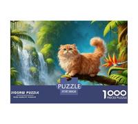 1000 Piece American Curl Cat Jigsaw Puzzle for Adults Kids - Family Fun, Family Game, Rainforest Waterfall Puzzle, Decoration Birthday Gifts 38x26cm/1000pcs