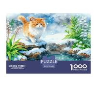 1000 Piece American Curl Cat Jigsaw Puzzle for Adults Kids - Family Fun, Family Game, Snow Flowers Jigsaws, Home Decoration Birthday Gifts 70x50cm/1000pcs
