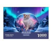 1000 Piece American Curl Cat Jigsaw Puzzle for Adults Kids - Family Fun, Family Game, Snowy Mountain Castle Jigsaws, Decoration Unique Gift 70x50cm/1000pcs
