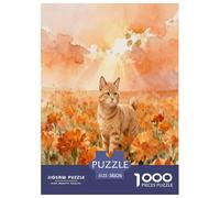1000 Piece American Wirehair Cat Jigsaw Puzzle for Adults Kids - Family Fun, Family Happy Game, Orange Sea of Flowers Puzzles, Decoration Birthday Gifts 38x26cm/1000pcs