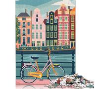 1000 Piece Amsterdam Canal Bike Jigsaw Puzzles for Adult Teenagers Puzzle for Adults And Teenager for Adults& Teens Age 12 Years Up 38x26cm/1000pcs