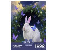 1000 Piece Angora Rabbit Jigsaw Puzzle for Adults - Challenging Game, Starry Butterfly Puzzle, Home Decoration Unique Gift 38x26cm/1000pcs