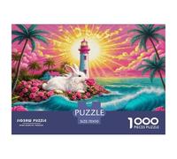 1000 Piece Angora Rabbit Jigsaw Puzzle for Adults Kids - Family Fun, Family Happy Game, Lighthouse Roses Jigsaws, Decoration Birthday Gifts 70x50cm/1000pcs