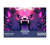 1000 Piece Angry Bear Jigsaw Puzzles Challenge High Difficulty for Adults Home Decoration Educational Game Age 12+ for Adults 38x26cm/1000pcs
