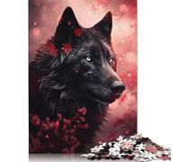 1000 Piece Angry Black Wolf Square Puzzles for Adults, Wooden Puzzles Family Entertainment Toys 1000pcs (75x50cm)