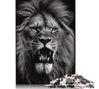 1000 Piece Angry Lion Black And White Square Puzzle for Adults Paper Puzzles Educational Puzzle Family Game 38x26cm/1000pcs