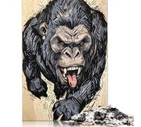 1000 Piece Angry Sabertooth Gorilla Illustration Jigsaw Puzzle for Adult Teenagers Paper Puzzle Jigsaws for Adults Family Entertainment Toys 38x26cm/1000pcs