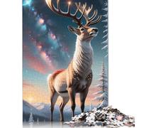 1000 Piece Animal Art Elk Jigsaw Puzzles for Adult Teenagers Wooden Puzzles Sustainable Puzzle for Adults | Games 1000pcs (75x50cm)
