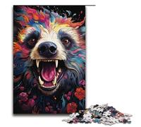 1000 Piece Animal Colorful Psychedelic Honey Badger Jigsaw for Kids Wooden Puzzles Home Art Decor 1000 PCS(38x26cm)