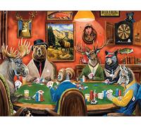 1000 Piece Animal Jigsaw Puzzles For Adults - Cats Dogs Cute Novelty Animal Jigsaw Puzzle 1000pc (Poker Animals Puzzle)