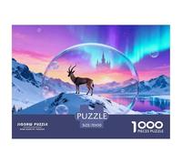1000 Piece Antelope Jigsaw Puzzle for Adults Kids - Challenging Game, Aurora Snowy Mountain Puzzles, Decoration Unique Gift 70x50cm/1000pcs