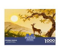1000 Piece Antelope Jigsaw Puzzle for Adults Kids - Family Fun, Family Game, Yellow Flower Tree Puzzle, Decoration Gifts 38x26cm/1000pcs