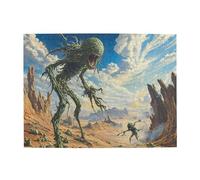 1000 Piece Apocalyptic Monster Puzzle Walking Dried Creatures in Alien Wasteland Under Cosmic Skies