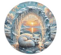 1000 Piece Arctic Fox Jigsaw Puzzles for Adults Kids Challenge Toy Family Fun Game Decoration Arctic Fox Glacier Sunset Jigsaws Birthday Gifts 1000pcs (67.5x67.5cm)