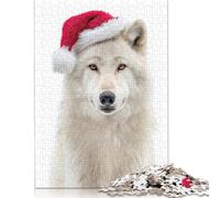 1000 Piece Arctic Wolf Wearing A Santa Hat Jigsaw Puzzlesfor Adults Teenagers Puzzles for Adults& Teenagers Age 12 Years Up 1000pcs (75x50cm)