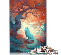 1000 Piece Art Fox Under The Tree Jigsaw Puzzle for Adult Teenagers Jigsaw Puzzle For Family Fun & Game Night 1000pcs (75x50cm)