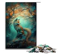 1000 Piece Art Fox Under The Tree Puzzles Gifts Jigsaw Puzzles for Adults Christmas Wishlist with Santa Claus for Teenager Age 14 Up 1000 PCS(75x50cm)