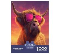 1000 Piece Art Highland Cow Jigsaw Puzzle for Adults Kids, Family Activity Puzzles Challenging & Gift-Ready Toy 38x26cm/1000pcs