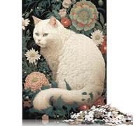 1000 Piece Art White Cat Jigsaw Puzzles for Adults Puzzle Adult Jigsaw Puzzle Home Decoration Puzzle Toys 1000pcs (38x26cm)