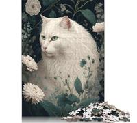 1000 Piece Art White Cat Jigsaw Puzzles for Adults Puzzles for Adults Puzzles Unique Home Decor And Gifts 1000pcs (38x26cm)