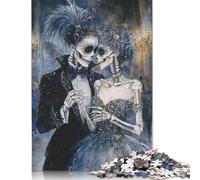 1000 Piece Artistic Skull Love Square Puzzle for Adults Wooden Puzzles Educational Puzzle Family Game 1000pcs (75x50cm)