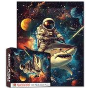 1000 Piece Astronaut Riding a Shark in Space Jigsaw Puzzles for Adults 20×27 Inches Starry Sky Puzzle Colorful DIY Puzzles for Home Decoration Gifts Family Puzzle Perfect for Game Nights