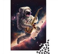 1000 Piece Astronaut Saxophone Jigsaw Puzzle for Adult Teenagers Jigsaw Puzzle For Family Fun & Game Night 1000pcs (38x26cm)