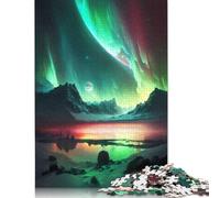 1000 Piece Aurora Glacier Landscape Square Puzzles for Adults, Wooden Puzzles Family Entertainment Toys 1000pcs (75x50cm)