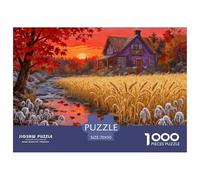 1000 Piece Autumn Scene Jigsaw Puzzle for Adults Kids - Challenging Game, Sunset Cabin Jigsaws, Decoration Gifts 70x50cm/1000pcs