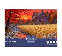 1000 Piece Autumn Scene Jigsaw Puzzle for Adults Kids - Challenging Game, Sunset Cabin Jigsaws, Home Decoration Gifts 38x26cm/1000pcs