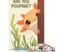 1000 Piece Axolotl Are You Pooping Jigsaw Puzzles for Adult Teenagers Puzzles for Adults Brain Teaser Puzzles For Adults 38x26cm/1000pcs