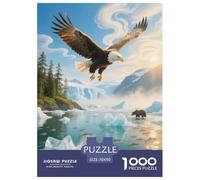 1000 Piece Bald Eagle Jigsaw Puzzle for Adults - Family Fun, Family Game, Glacier Brown Bear Puzzles, Decoration Gifts 70x50cm/1000pcs