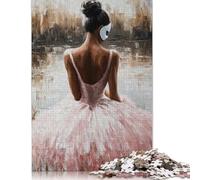 1000 Piece Ballerina in Pink Tutu Painting Jigsaw Square Puzzle for Adults & Wooden Puzzles Educational Game Challenge Toy 1000pcs (75x50cm)