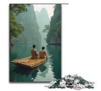 1000 Piece Bamboo Raft Jigsaw for Kids Wooden Puzzles Home Art Decor 1000 PCS(38x26cm)