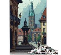 1000 Piece Bayreuth Pixel Art Square Puzzle for Adults Wooden Puzzles Educational Puzzle Family Game 38x26cm/1000pcs